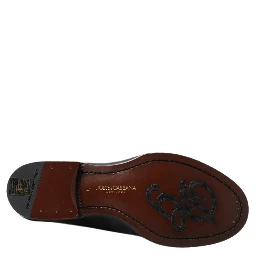 Black Leather Slipper Loafers Stitched Shoes