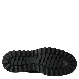 Black Leather Slip on Stretch Boots