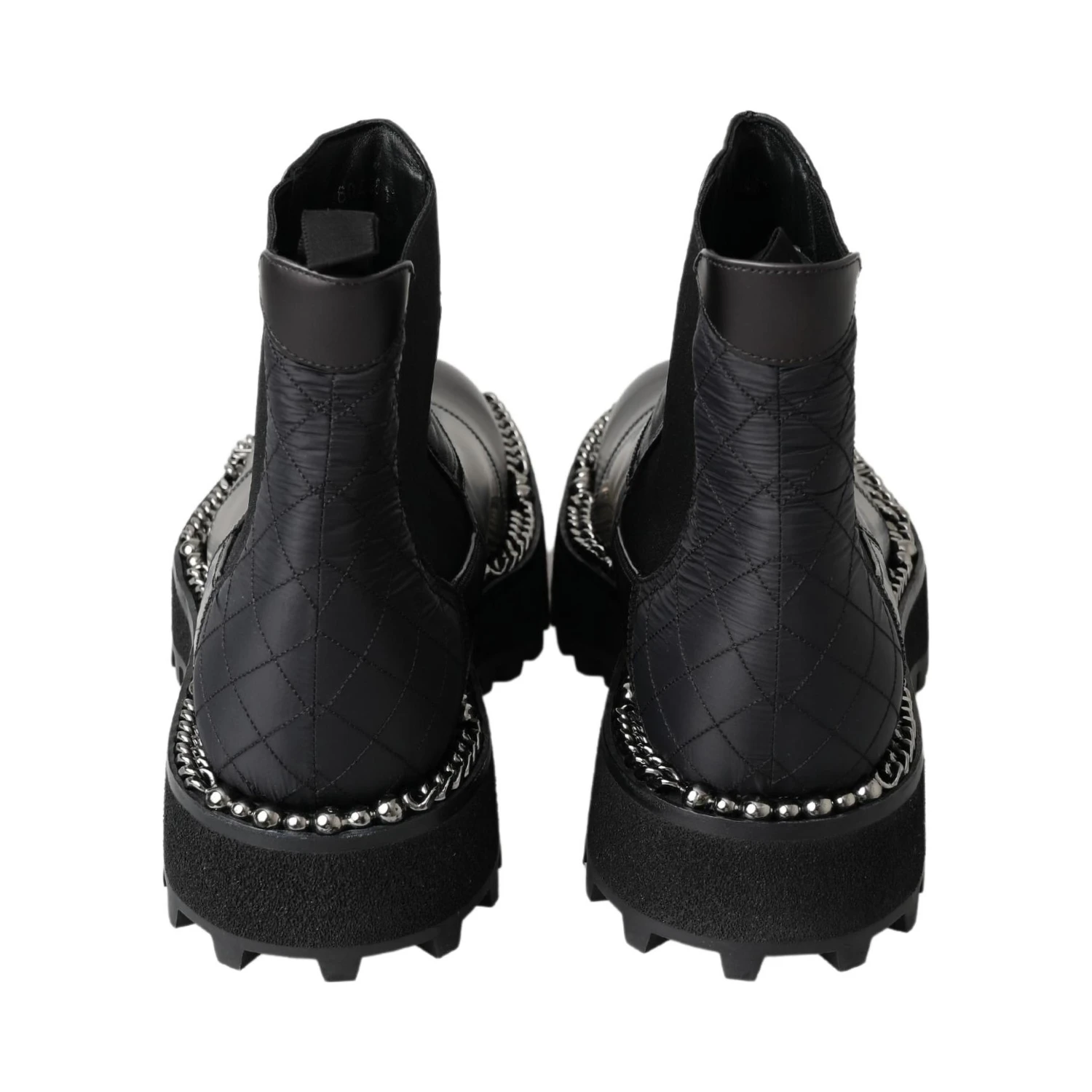 Black Leather Slip on Stretch Boots
