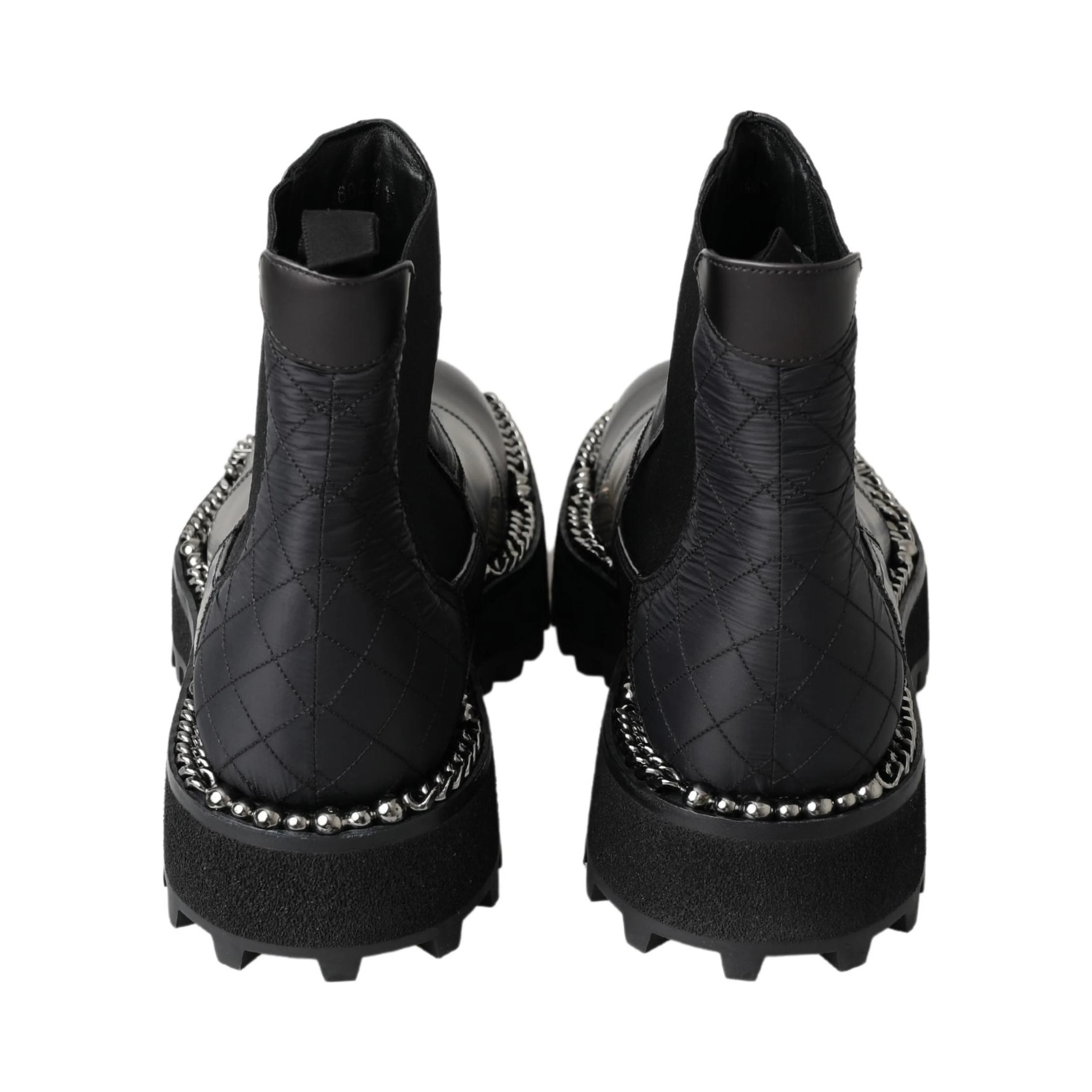 Black Leather Slip on Stretch Boots