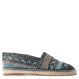 Blue Gray Leather Buffalo Espadrille Shoes