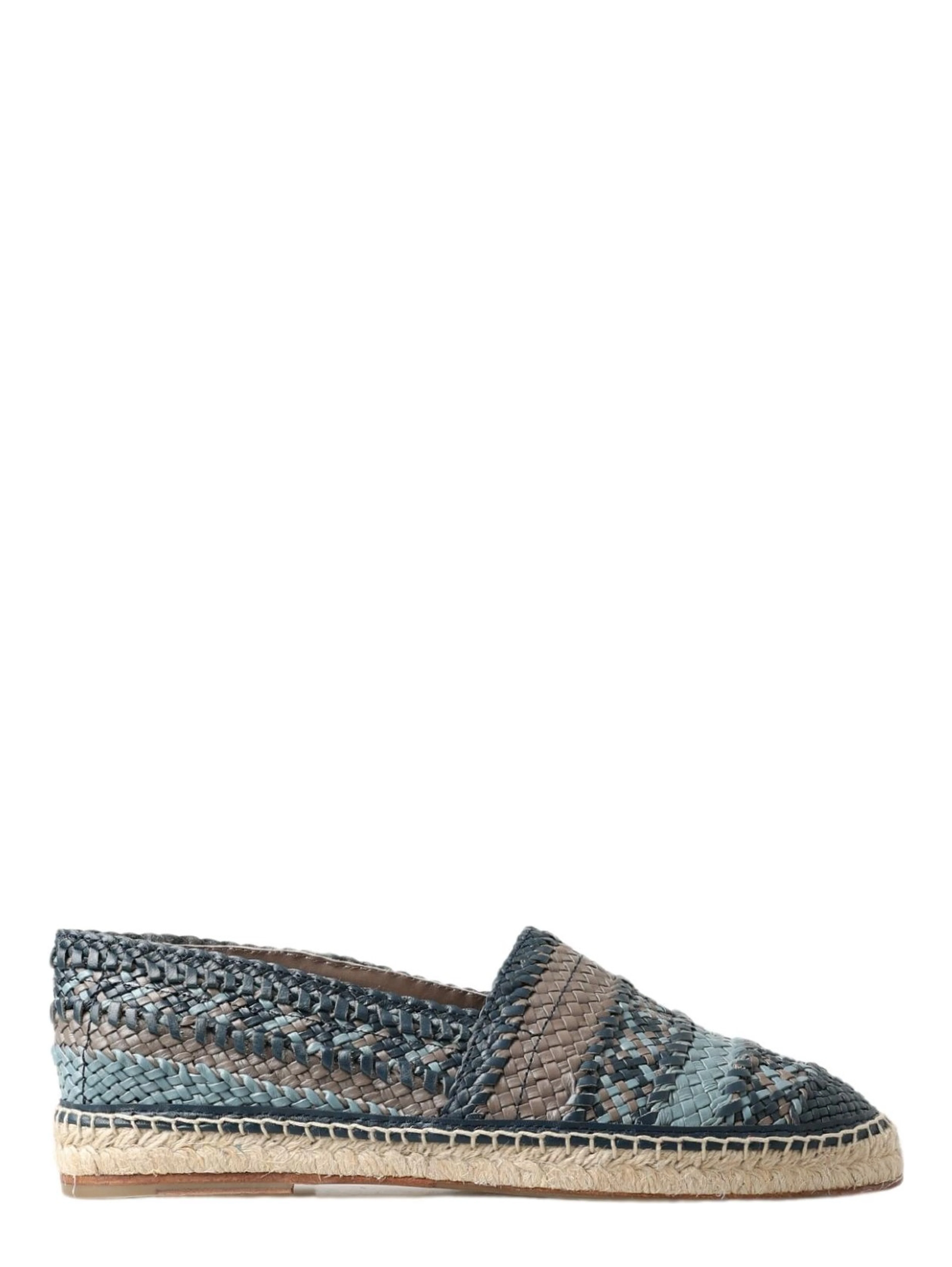 Blue Gray Leather Buffalo Espadrille Shoes