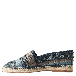 Blue Gray Leather Buffalo Espadrille Shoes