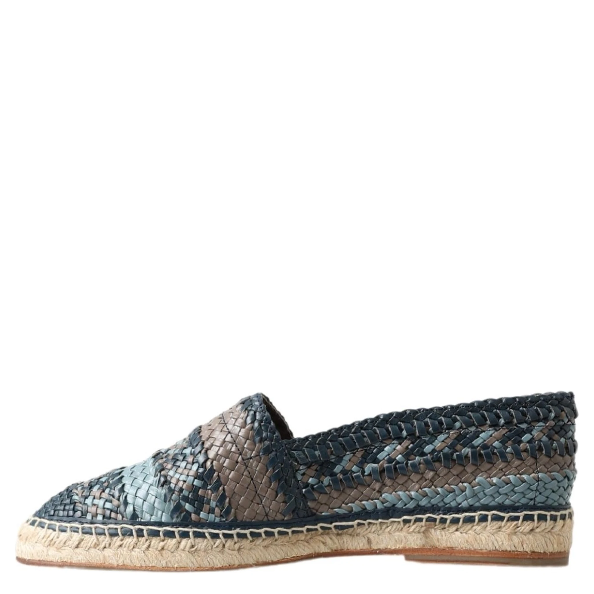 Blue Gray Leather Buffalo Espadrille Shoes