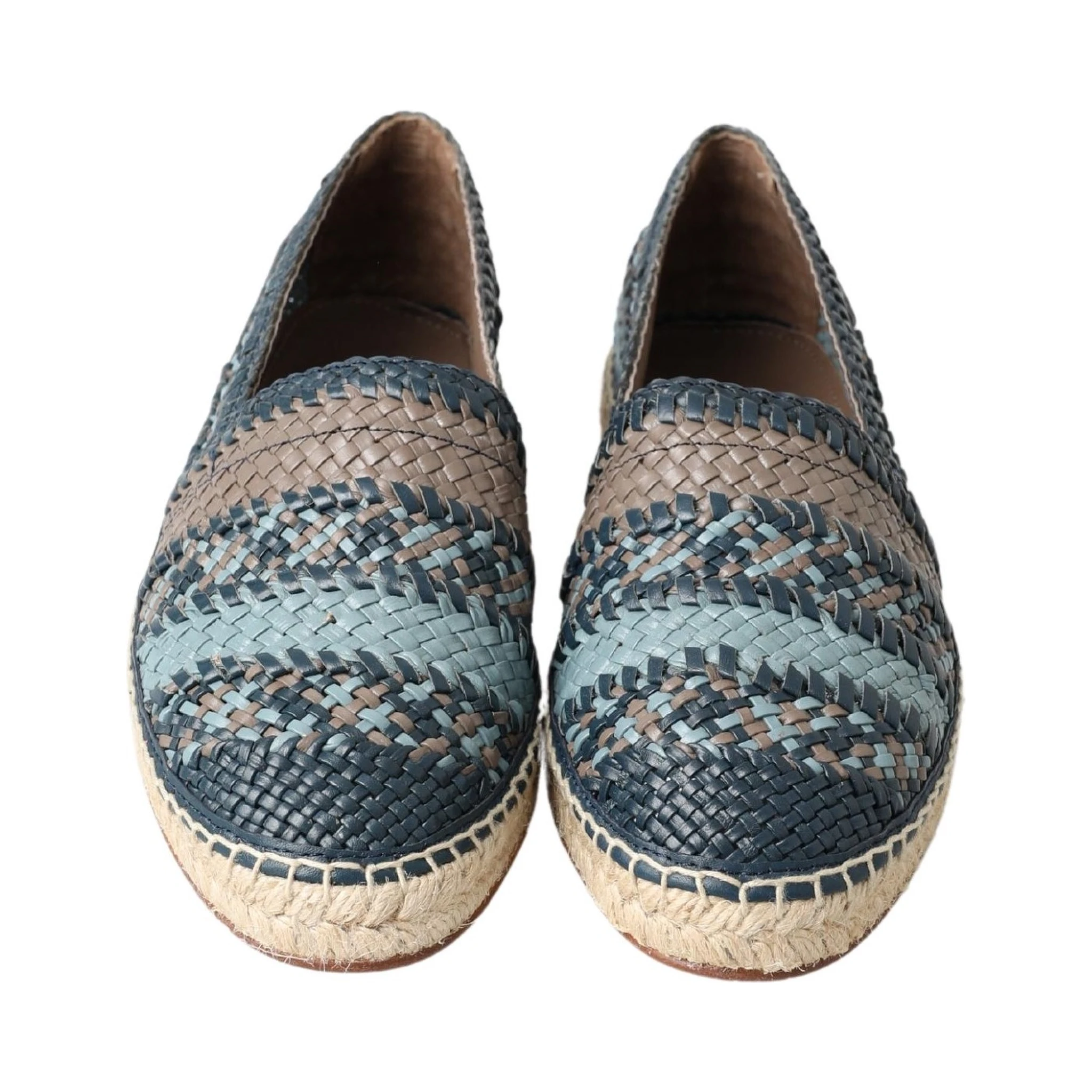 Blue Gray Leather Buffalo Espadrille Shoes
