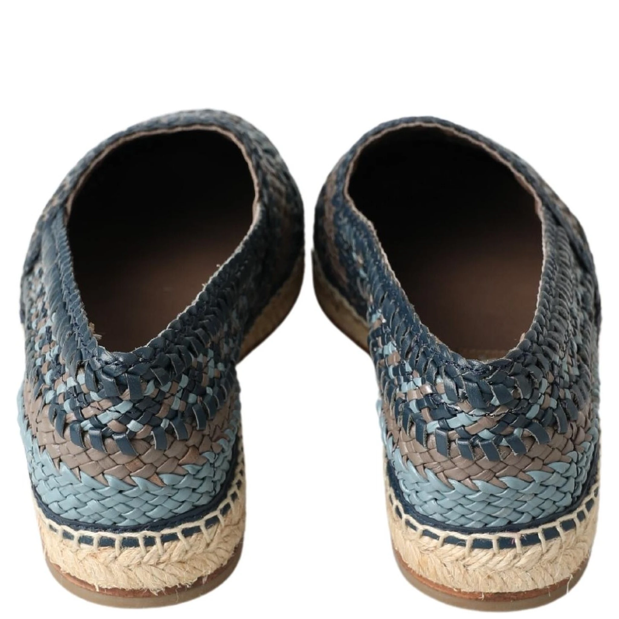 Blue Gray Leather Buffalo Espadrille Shoes