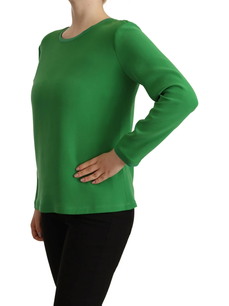 Green Silk Long Sleeves Round Neck Sweater alternative