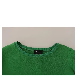 Green Silk Long Sleeves Round Neck Sweater