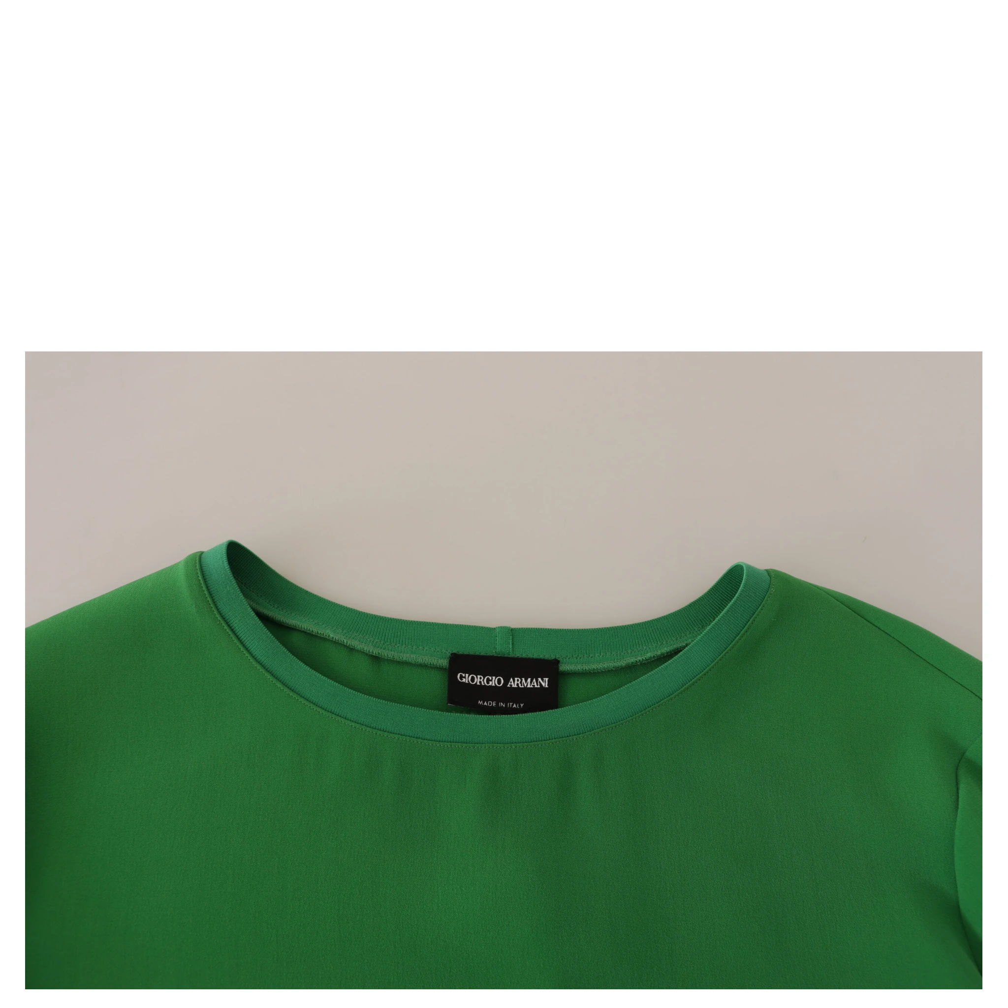 Green Silk Long Sleeves Round Neck Sweater