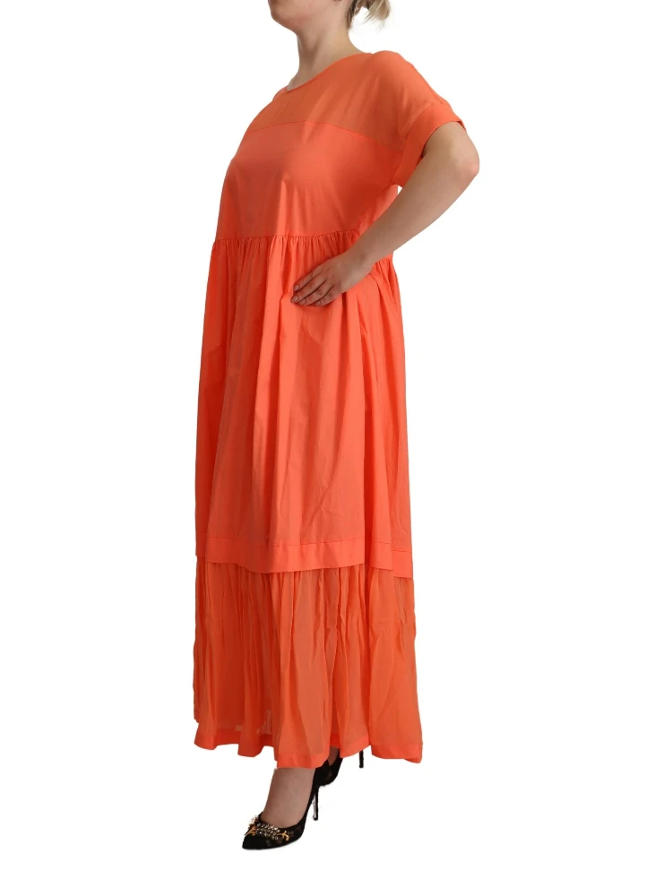 Coral Cotton Blend Short Sleeves Maxi Shift Dress alternative