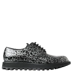 Black White Derby Patent Leather Shoes