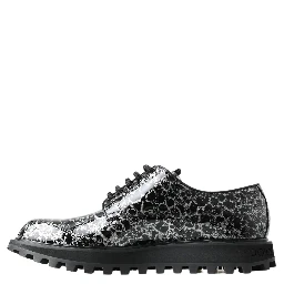 Black White Derby Patent Leather Shoes