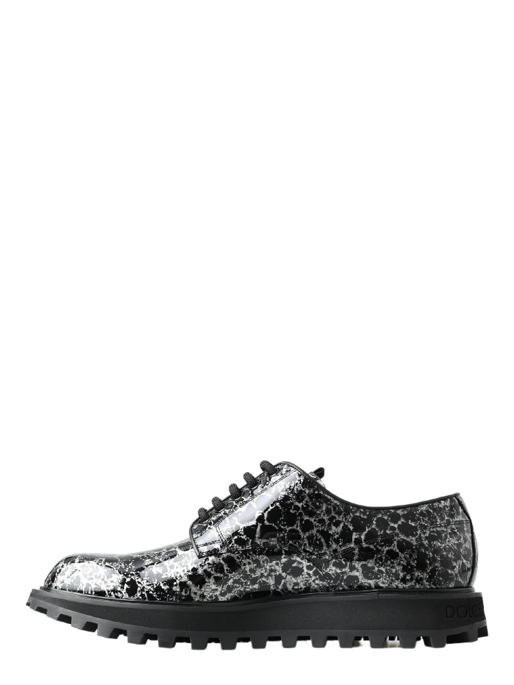 Black White Derby Patent Leather Shoes alternative