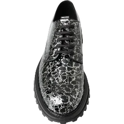 Black White Derby Patent Leather Shoes