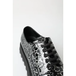 Black White Derby Patent Leather Shoes