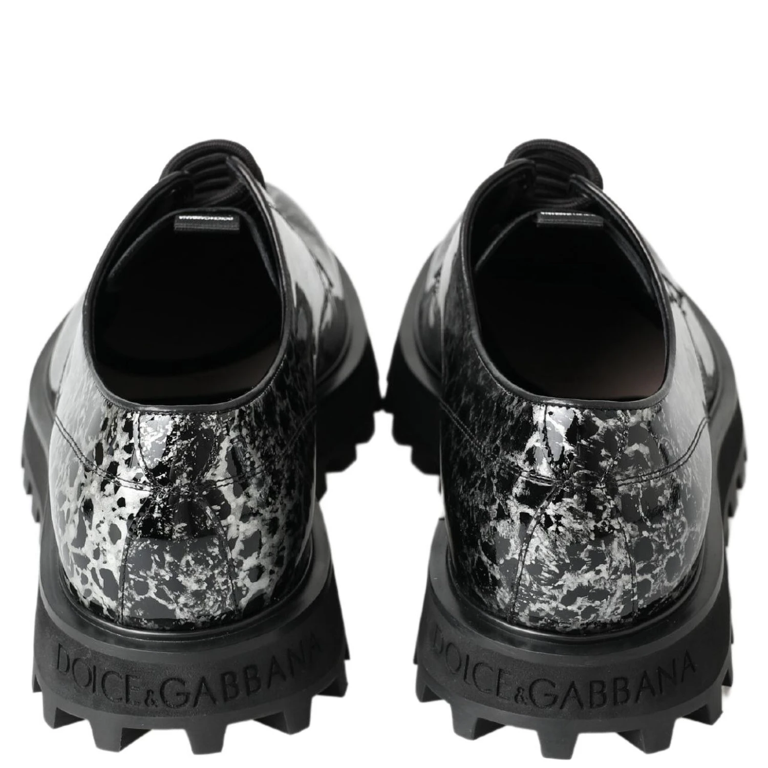 Black White Derby Patent Leather Shoes