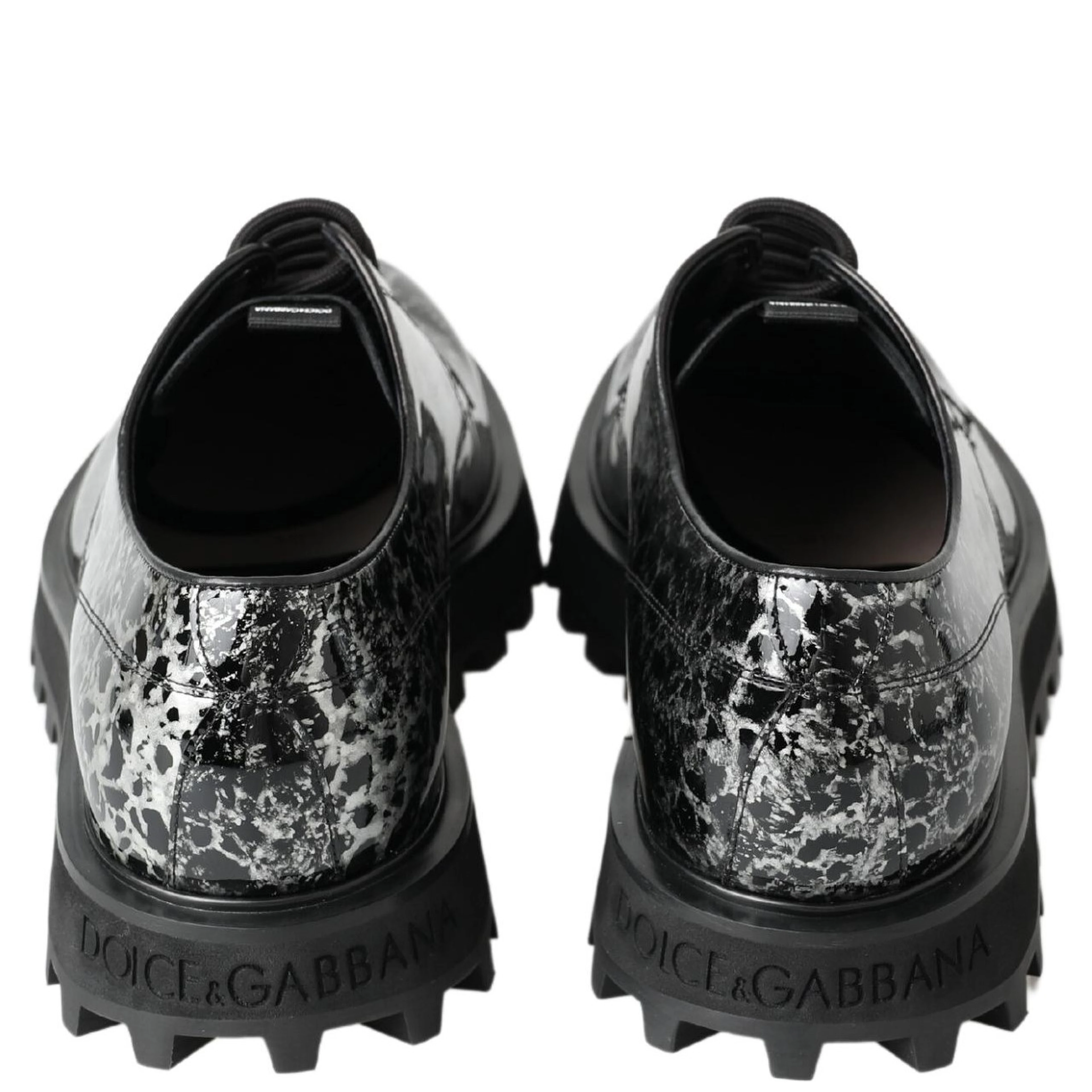 Black White Derby Patent Leather Shoes