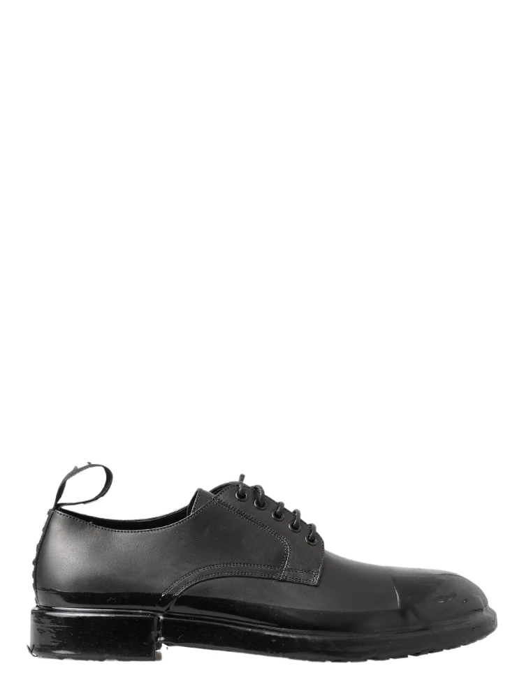 Black Leather Derby Dress Shoes