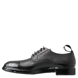 Black Leather Derby Dress Shoes