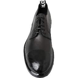 Black Leather Derby Dress Shoes
