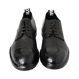 Black Leather Derby Dress Shoes