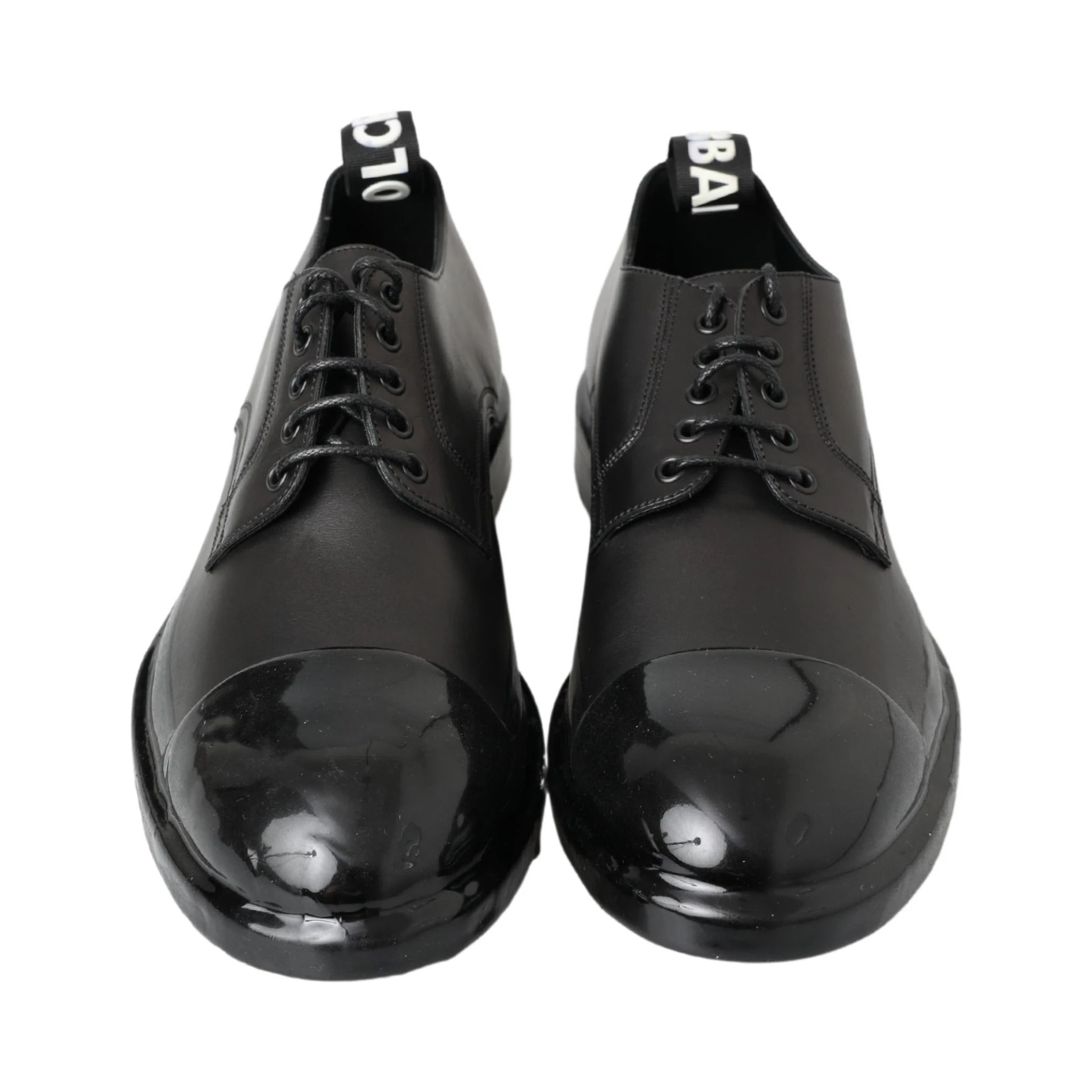 Black Leather Derby Dress Shoes