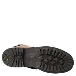 Black Leather Brown Shearling Boots