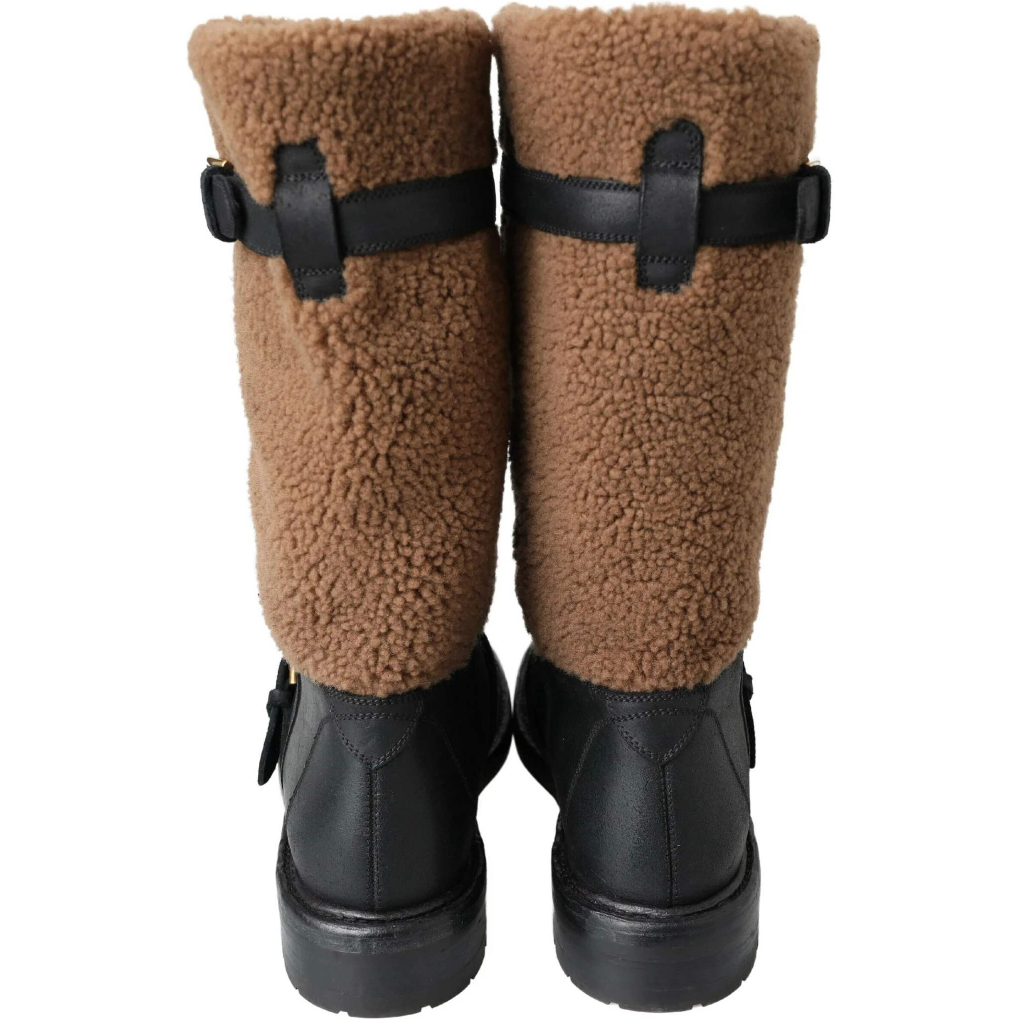 Black Leather Brown Shearling Boots