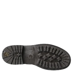 Black Gray Leather Mid Calf Boots Shoes