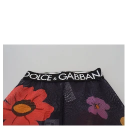 Black Floral Leggings Stretch Waist Pants