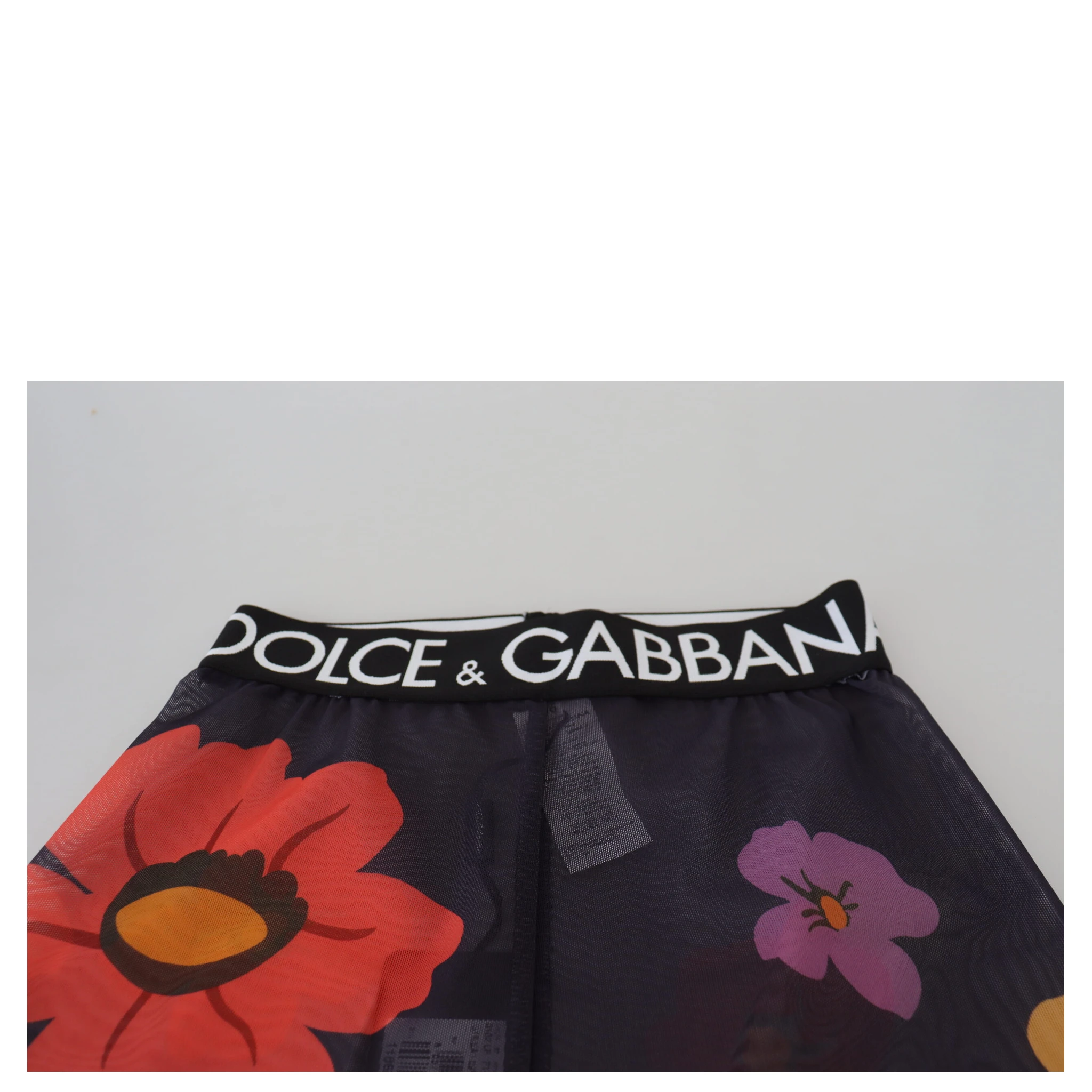 Black Floral Leggings Stretch Waist Pants