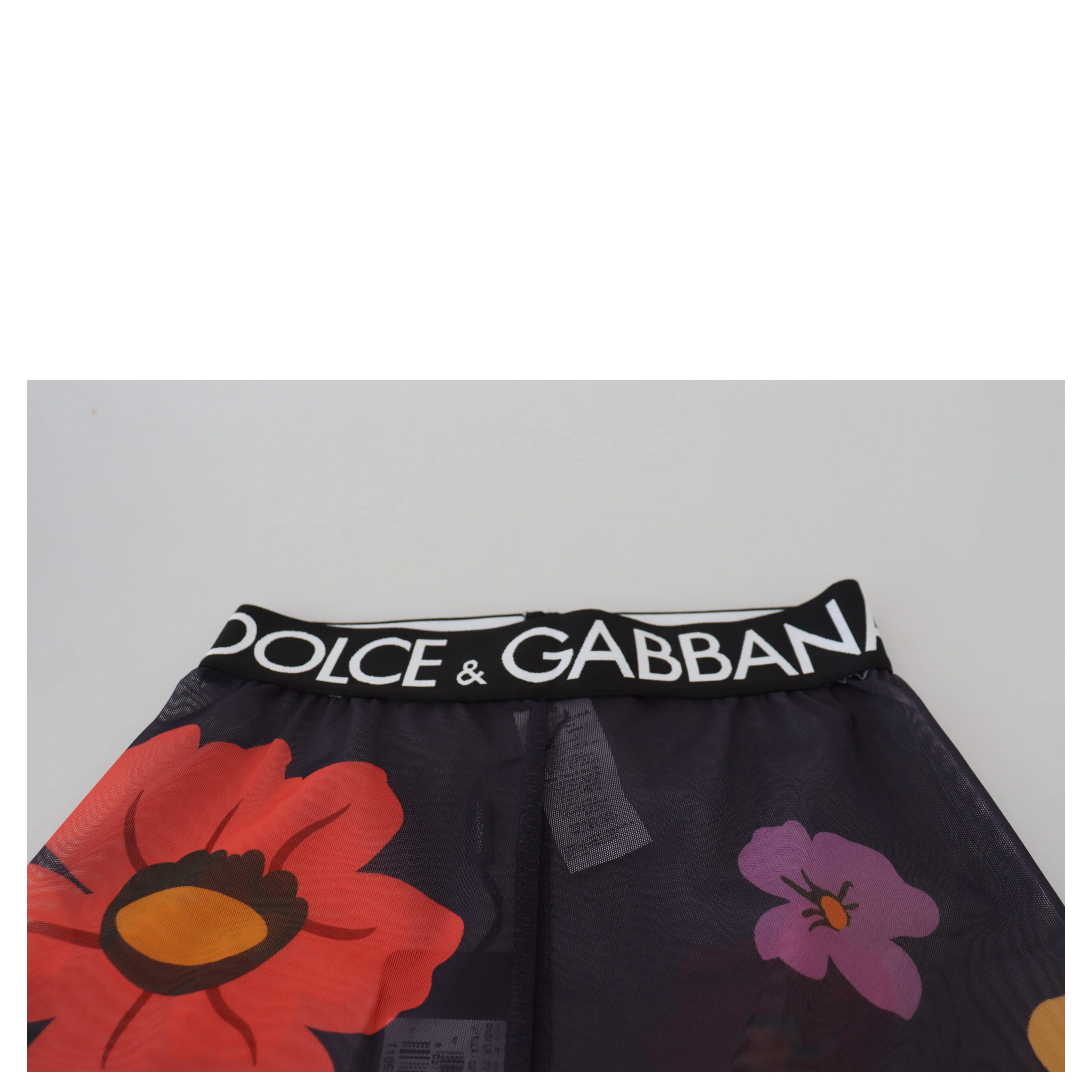 Black Floral Leggings Stretch Waist Pants
