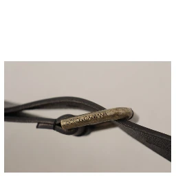 Black Calf Leather Logo Brass Metal Buckle Belt