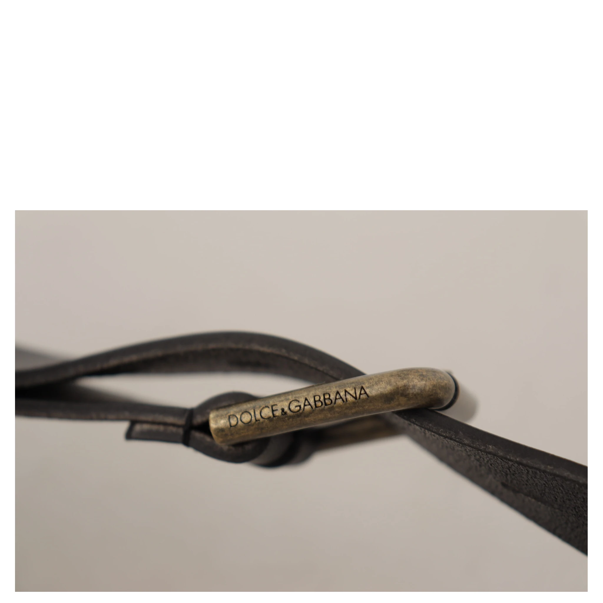 Black Calf Leather Logo Brass Metal Buckle Belt