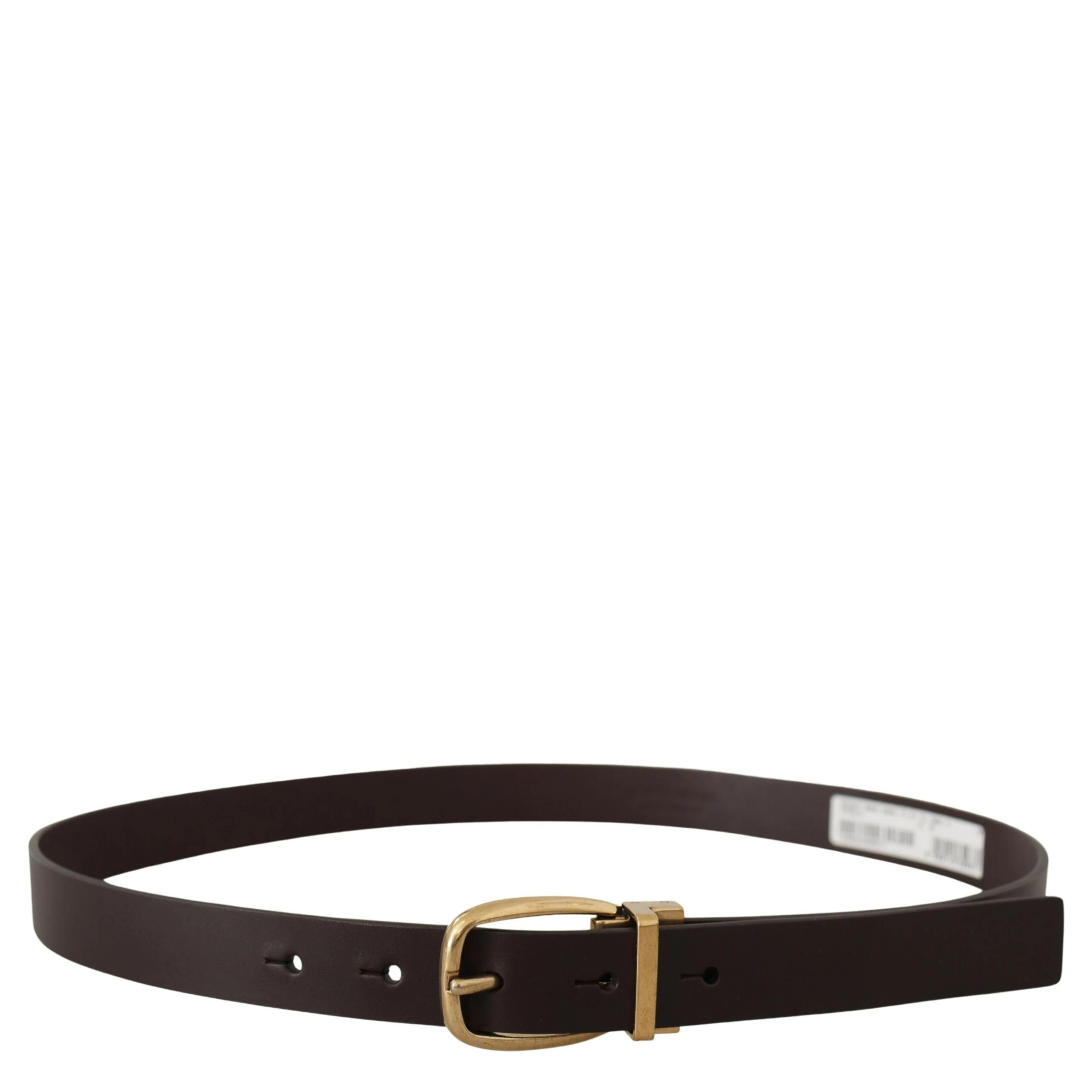 Dark Brown Calf Leather Gold Tone Metal Buckle