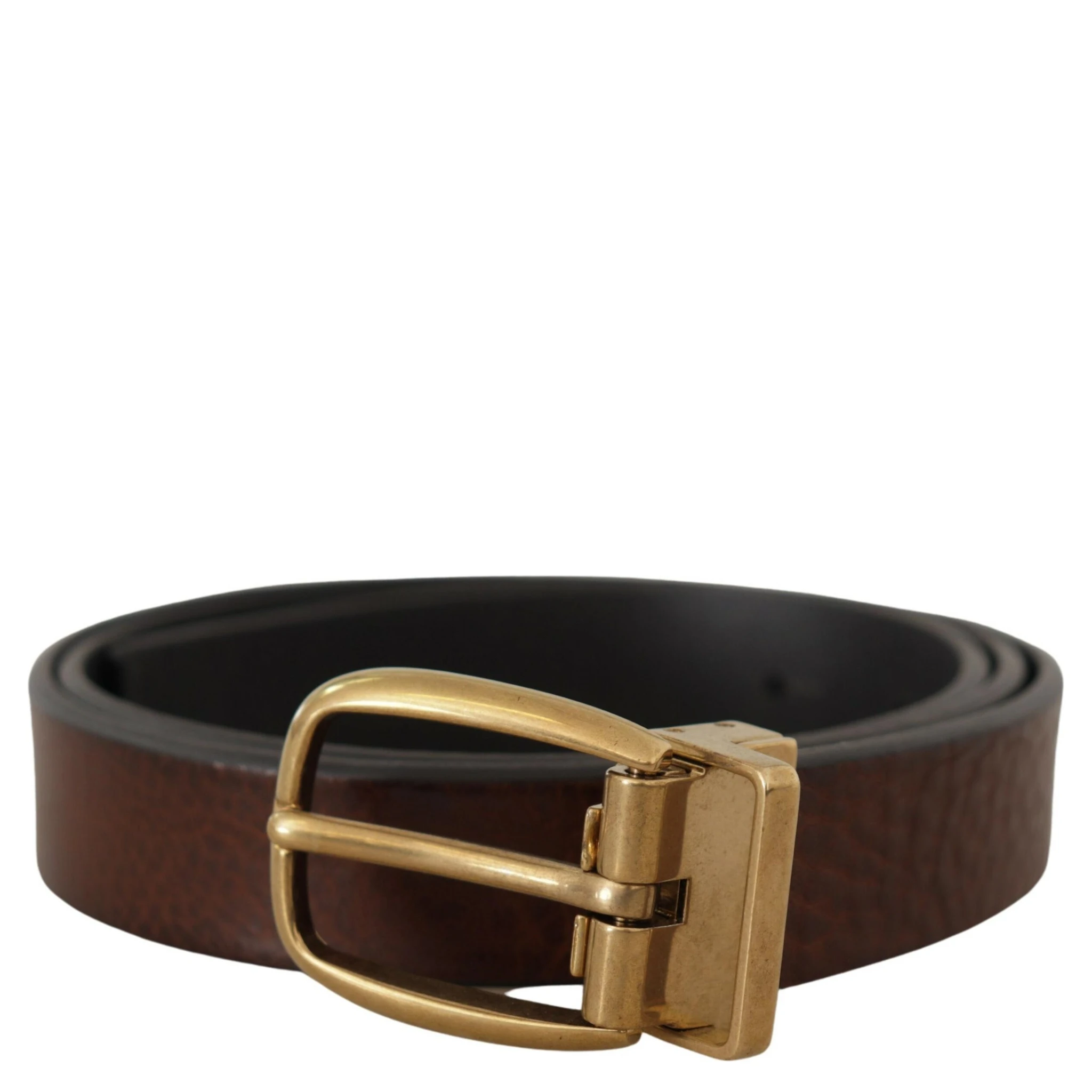 Brown Leather Classic Vintage Metal Buckle Belt
