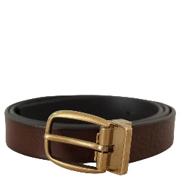 Brown Leather Classic Vintage Metal Buckle Belt