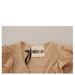 Beige Ruffle Long Sleeves Open Front Cardigan Sweater