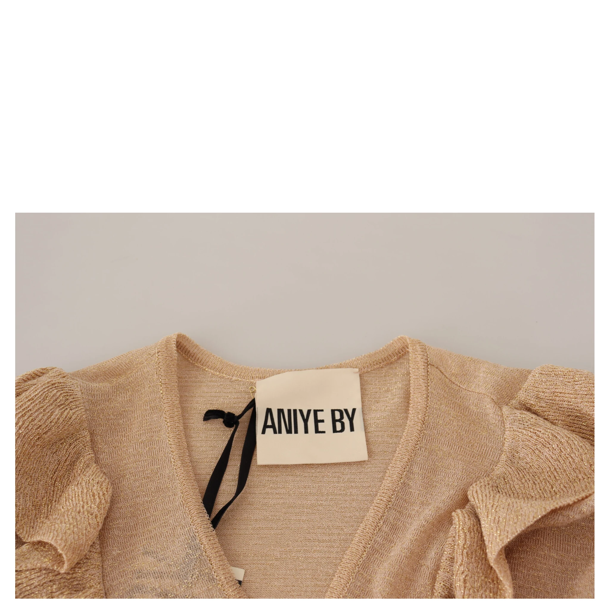 Beige Ruffle Long Sleeves Open Front Cardigan Sweater