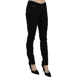 Black Sequined Mid Waist Slim Fit Denim Jeans