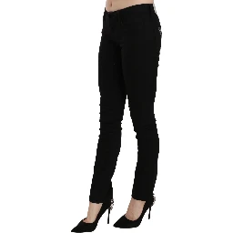 Black Sequined Mid Waist Slim Fit Denim Jeans