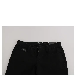 Black Sequined Mid Waist Slim Fit Denim Jeans