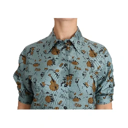 Multicolor Musical Instruments Silk Short sleeve Shirt