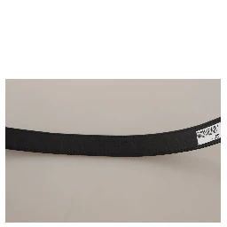Black Calf Canvas Silver Tone Logo Metal Belt