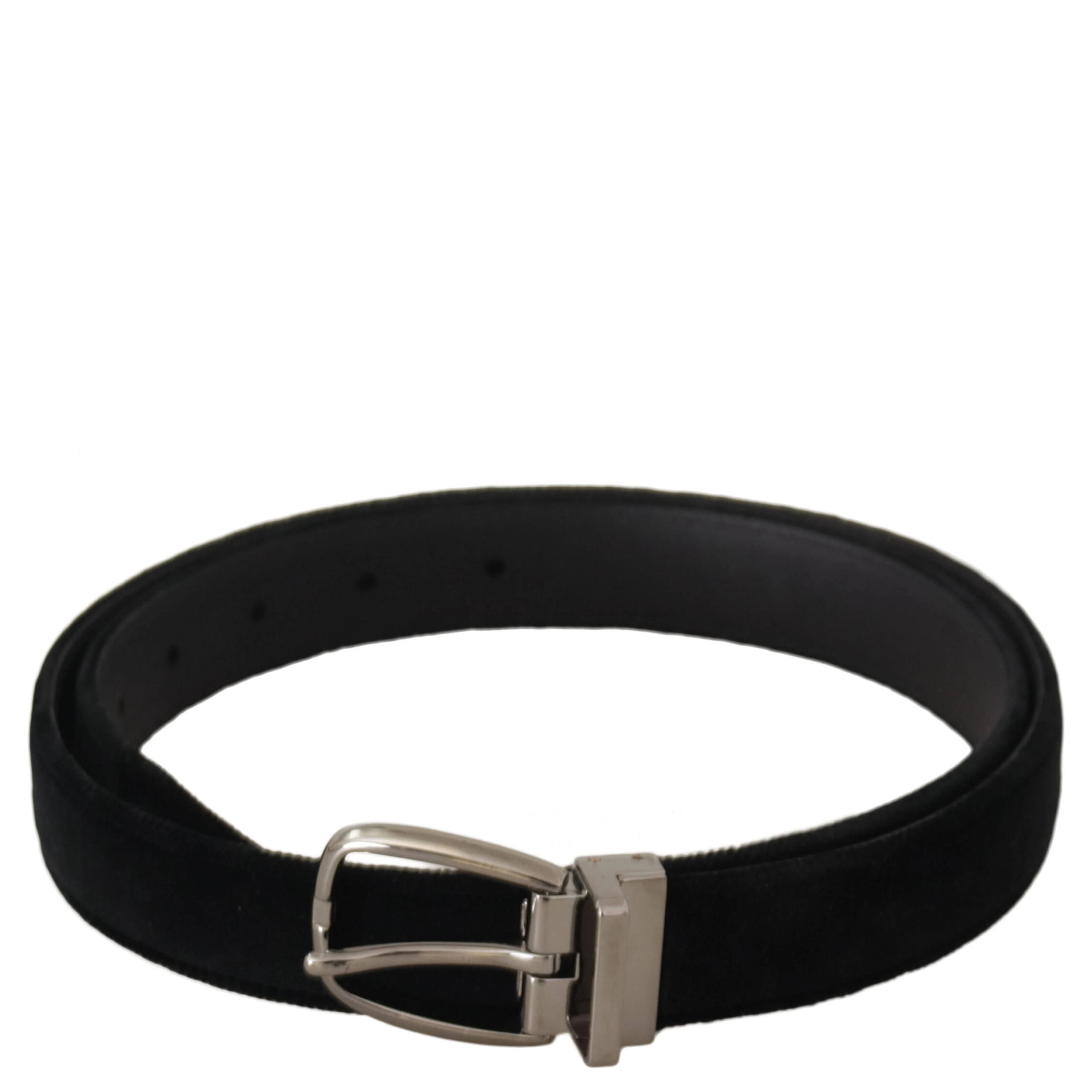 Black Classic Velvet Silver Tone Metal Buckle Belt
