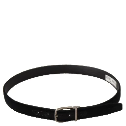 Black Classic Velvet Silver Tone Metal Buckle Belt