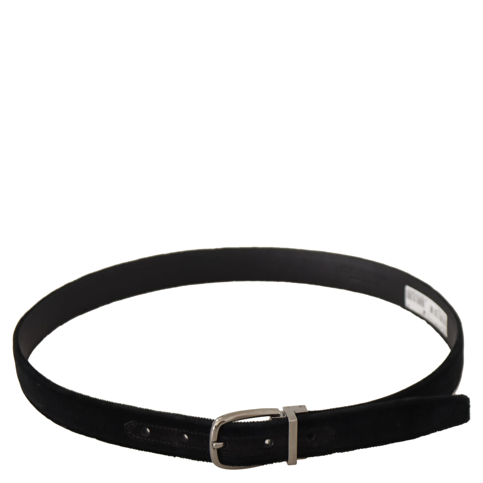 Black Classic Velvet Silver Tone Metal Buckle Belt
