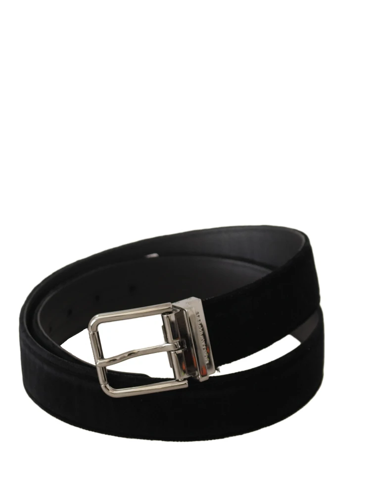 Black Velvet Silver Logo Engraved Metal Buckle Belt alternative