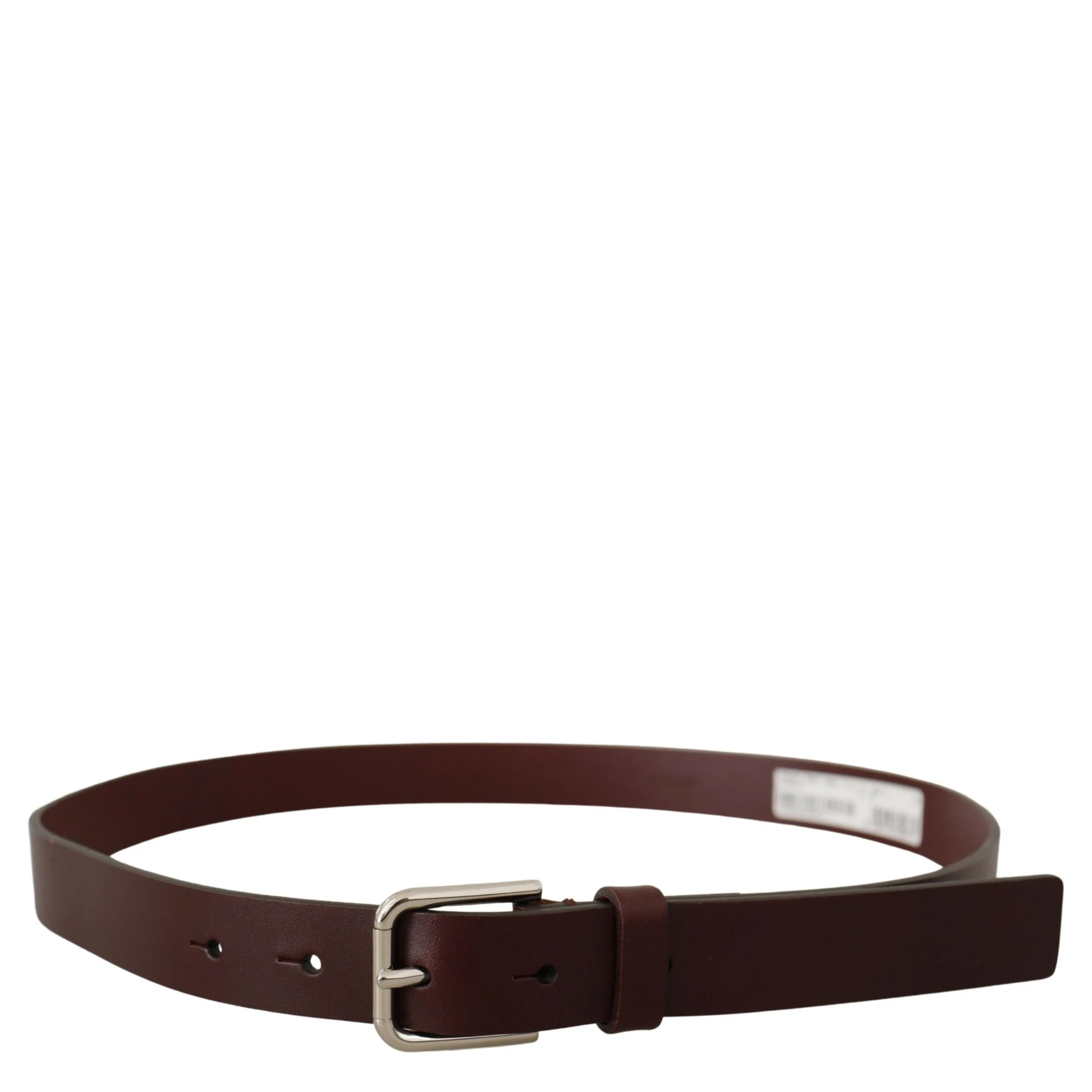 Maroon Calf Leather Silver Tone Metal Buckle Belt