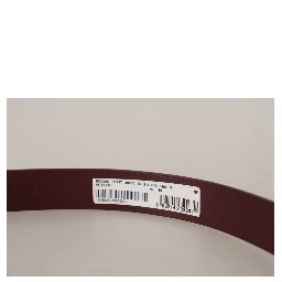 Maroon Calf Leather Silver Tone Metal Buckle Belt